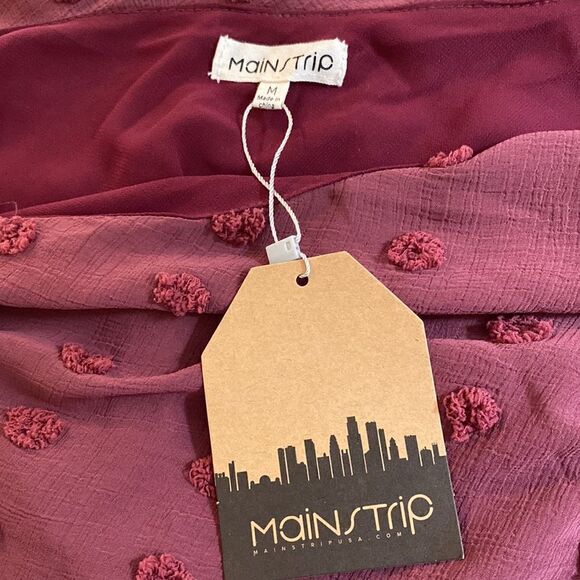 NWT Main Strip One Shoulder Maroon Blouse - Picture 4 of 5